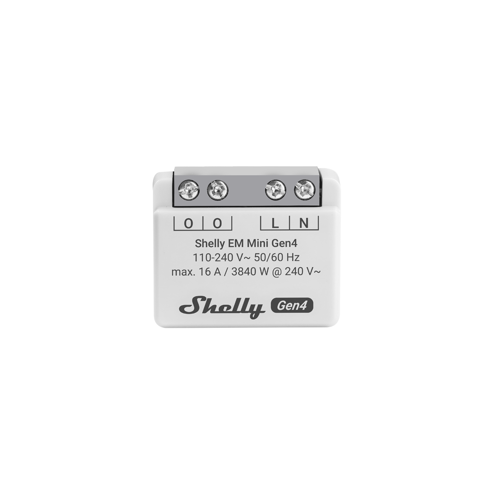 Shelly EM Mini Gen4 is a small form factor energy meter, designed as a small form factor power meter, allowing you to monitor the power consumption of connected devices.