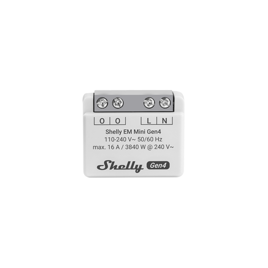 Shelly EM Mini Gen4 is a small form factor energy meter, designed as a small form factor power meter, allowing you to monitor the power consumption of connected devices.