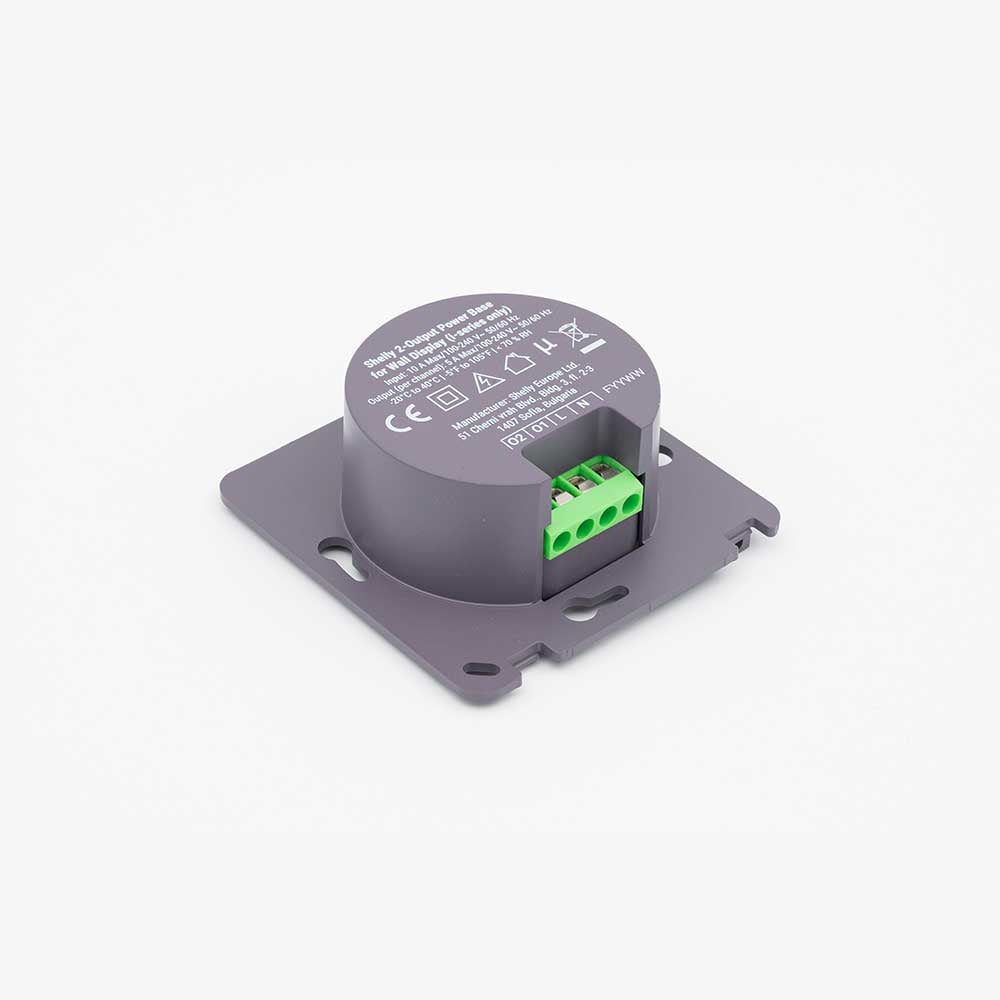 Shelly 2-Output PowerBase f Wall Display